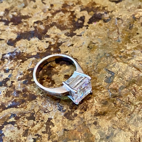 Princess cut qvc Diamonique sterling silver ring - Picture 2 of 5
